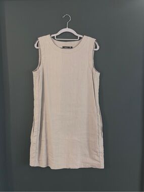 Theory Taupe Sleeveless A-line Midi Dress